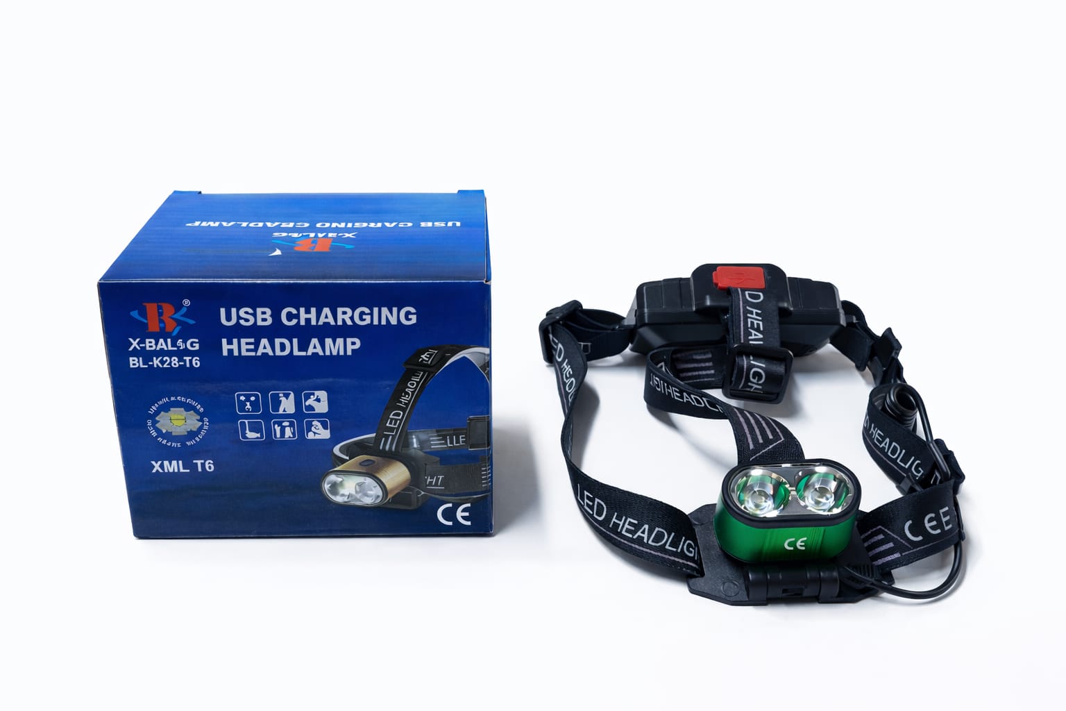 USB-wiederaufladbare LED-Stirnlampe mit 2 LEDs